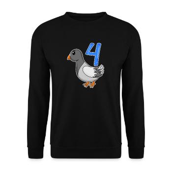 4. Geburtstag Motiv Taube - vier Jahre alt - Unisex Pullover - Schwarz - Vorne - Alina (178cm) & Michal (187cm)