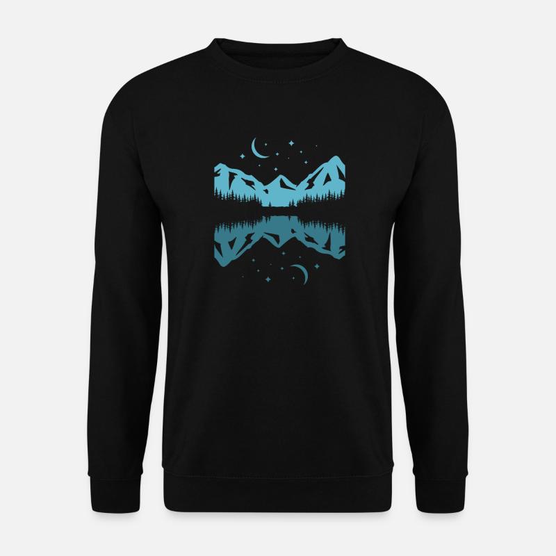 Moonlit Mountain Reflection - Unisex Sweatshirt - black