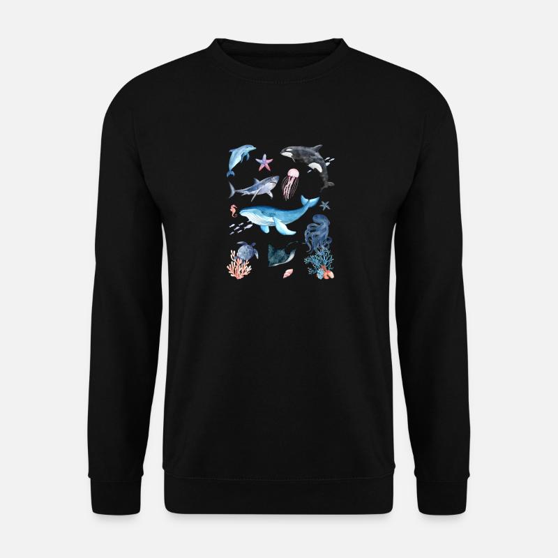 Underwater world, marine animals - Unisex Sweatshirt - black