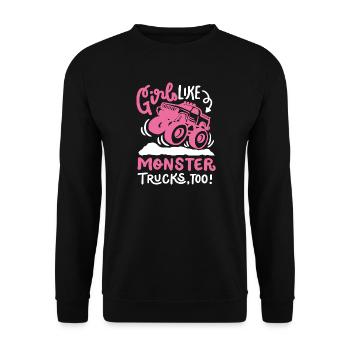 Monstertruck für Mädchen - Unisex Pullover - Schwarz - Vorne - Alina (178cm) & Michal (187cm)