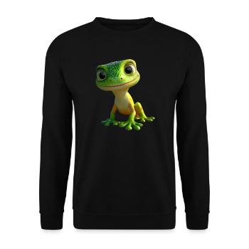 Gecko Eidechse Reptil Geckos Echse Leguan Gekko - Unisex Pullover - Schwarz - Vorne - Alina (178cm) & Michal (187cm)