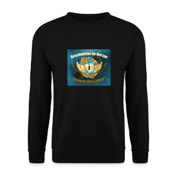 Brothers in the heart with wings and heart lock - Unisex Sweatshirt - black - Front - Alina (178cm) & Michal (187cm)