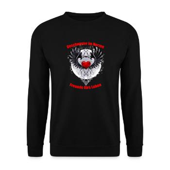 Conception de tatouage de cœur et d’ailes - Sweat-shirt Unisexe - noir - Devant - Alina (178cm) & Michal (187cm)