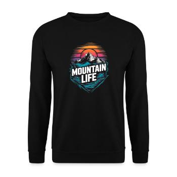 Energetische Berge und Sonnenuntergang - Unisex Pullover - Schwarz - Vorne - Alina (178cm) & Michal (187cm)