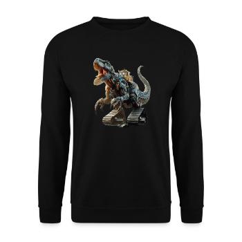 Excavator T-Rex Dinosaur - Unisex Sweatshirt - black - Front - Alina (178cm) & Michal (187cm)