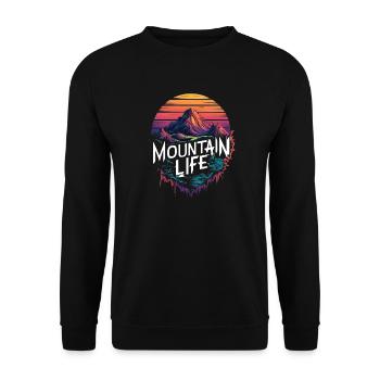 Mountain Life Retro Sunset Design - Unisex Sweatshirt - black - Front - Alina (178cm) & Michal (187cm)