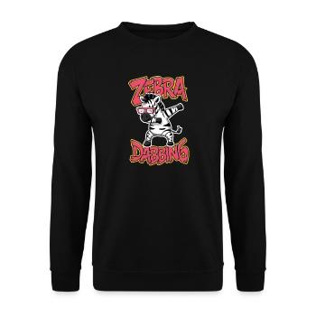 Friendly Zebra Dabbing with Glasses - Unisex Sweatshirt - black - Front - Alina (178cm) & Michal (187cm)