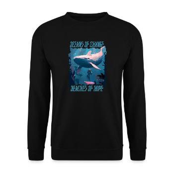 Bathing beach & sea plastic-free against pollution - Unisex Sweatshirt - black - Front - Alina (178cm) & Michal (187cm)