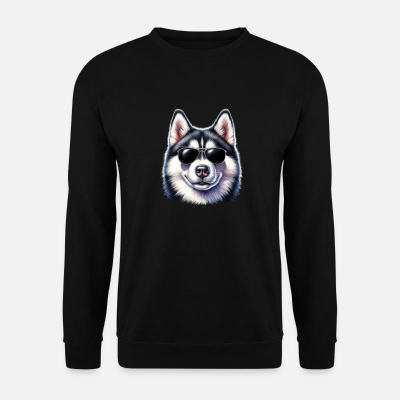 Cool husky with sunglasses - Unisex Sweatshirt - black
