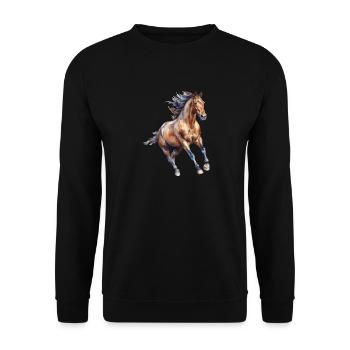 Pferdeliebhaber Eleganter Pferd - Unisex Pullover - Schwarz - Vorne - Alina (178cm) & Michal (187cm)