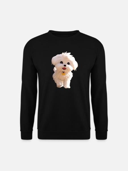 Malteser Kleiner Maltese Hund Liebe Süße Malteser - Unisex Pullover - Schwarz