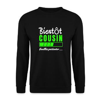 Bientôt Cousin Veuillez patienter - Sweat-shirt Unisexe - noir - Devant - Alina (178cm) & Michal (187cm)