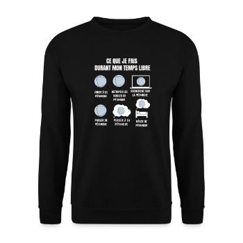 Ce Que Je Fais Durant Mon Temps Libre - pétanque - Sweat-shirt Unisexe - noir - Devant - Alina (178cm) & Michal (187cm)