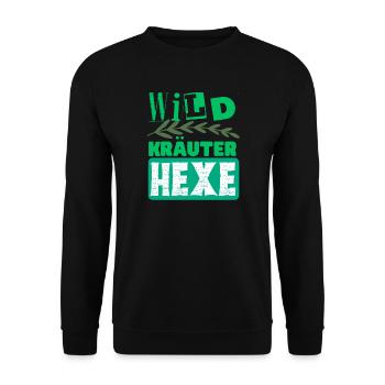 Mama Wildkräuter Hexe Kräuter Design - Unisex Pullover - Schwarz - Vorne - Alina (178cm) & Michal (187cm)