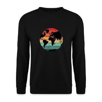 Colorful Retro World Map Design - Unisex Sweatshirt - black - Front - Alina (178cm) & Michal (187cm)