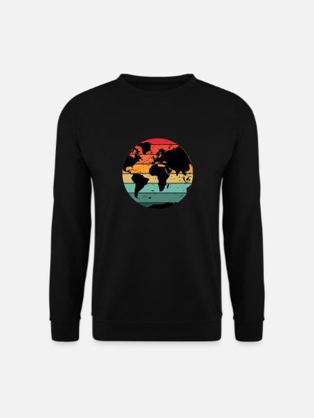 Buntes Retro-Weltkartendesign - Unisex Pullover - Schwarz