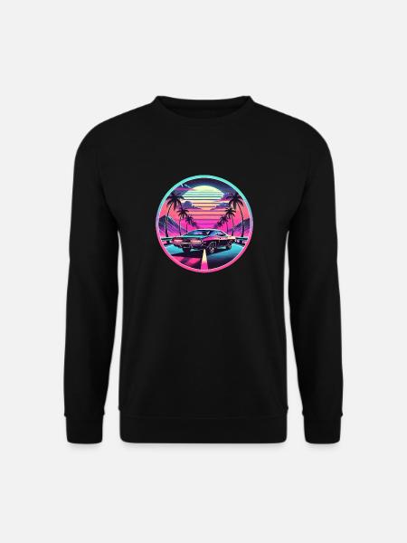 Retro Sunset Muscle Car Driving - Unisex Sweatshirt - black