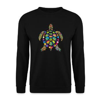 Turtle Colorful Popart Reptile Cute Turtles - Unisex Sweatshirt - black - Front - Alina (178cm) & Michal (187cm)