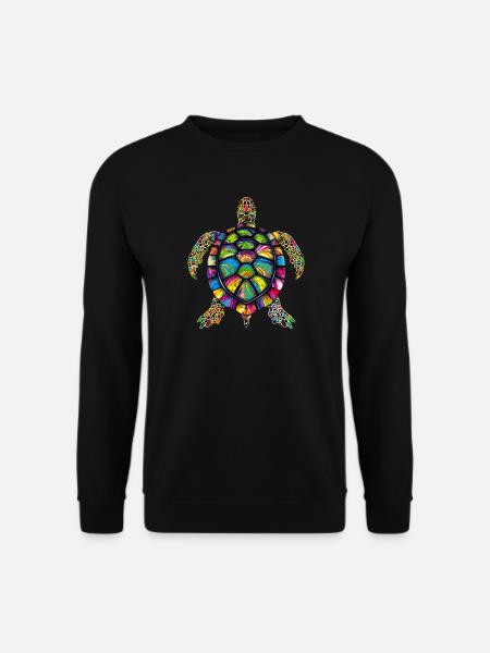 Schildkröte Bunt Popart Reptil Süße Schildkröten - Unisex Pullover - Schwarz