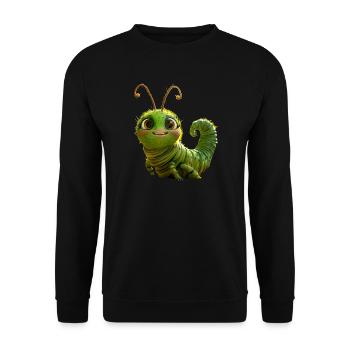 Raupe Lustige Larve Geschenk Süße Grüne Raupe - Unisex Pullover - Schwarz - Vorne - Alina (178cm) & Michal (187cm)