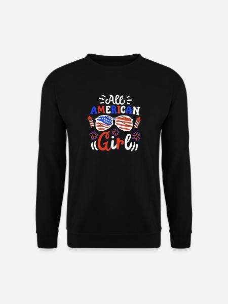 Amerika Girl Flagge 4. Juli - Unisex Pullover - Schwarz