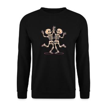 Fröhlicher Tanz Skelett Figuren - Unisex Pullover - Schwarz - Vorne - Alina (178cm) & Michal (187cm)