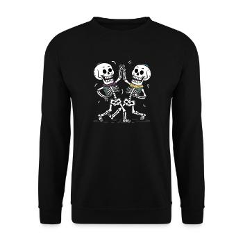 Tanzendes Skelett Paare mit bunten Schals - Unisex Pullover - Schwarz - Vorne - Alina (178cm) & Michal (187cm)
