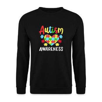 Autismus Puzzleteile Herz - Unisex Pullover - Schwarz - Vorne - Alina (178cm) & Michal (187cm)