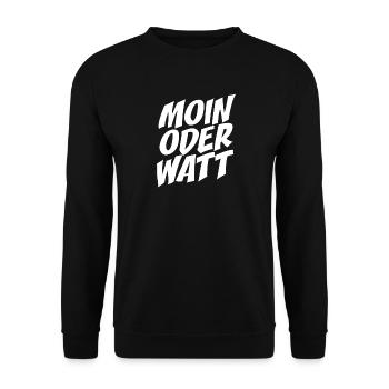 Moin Oder Watt Ruhrgebiet Ruhrpott Hamburg Moin - Unisex Pullover - Schwarz - Vorne - Alina (178cm) & Michal (187cm)