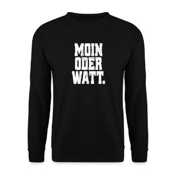 Moin Oder Watt Ruhrgebiet Ruhrpott Hamburg Moin - Unisex Pullover - Schwarz - Vorne - Alina (178cm) & Michal (187cm)