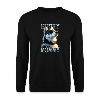 Husky Mommy Mama Muttertag Frauchen Siberian Husky - Unisex Pullover - Schwarz - Vorne - Alina (178cm) & Michal (187cm)