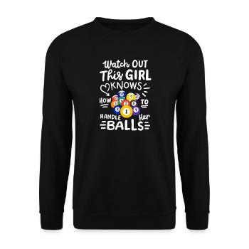 Billard Billardspielerin - Unisex Pullover - Schwarz - Vorne - Alina (178cm) & Michal (187cm)