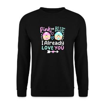 Pink oder Blau Gender-Reveal-Party - Unisex Pullover - Schwarz - Vorne - Alina (178cm) & Michal (187cm)