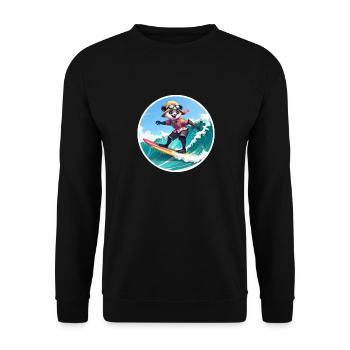 Panda Surfer im Hawaiihemd - Unisex Pullover - Schwarz - Vorne - Alina (178cm) & Michal (187cm)