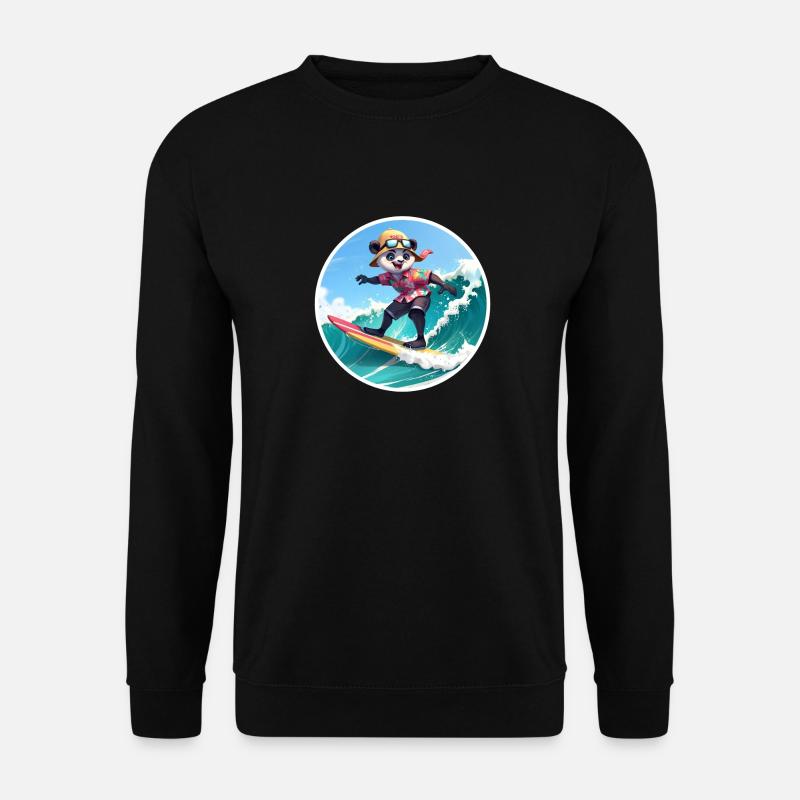 Panda Surfer im Hawaiihemd - Unisex Pullover - Schwarz