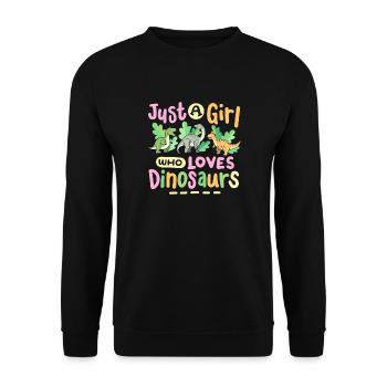 Dinosaurier Dinosaurierliebhaber Mädchen - Unisex Pullover - Schwarz - Vorne - Alina (178cm) & Michal (187cm)