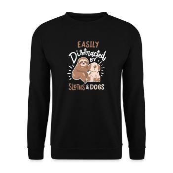 Faultier und Hund - Unisex Pullover - Schwarz - Vorne - Alina (178cm) & Michal (187cm)