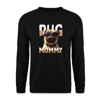 Pug Mommy Mops Mama Muttertag Pug Mom Süßer Mops - Unisex Pullover - Schwarz - Vorne - Alina (178cm) & Michal (187cm)