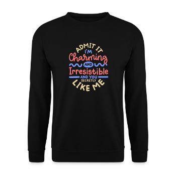 Sarkasmus sarkastischer Spruch - Unisex Pullover - Schwarz - Vorne - Alina (178cm) & Michal (187cm)