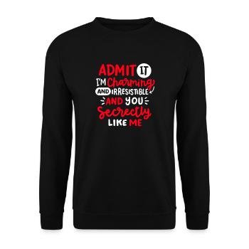 Lustiger Sarkastischer Spruch - Unisex Pullover - Schwarz - Vorne - Alina (178cm) & Michal (187cm)