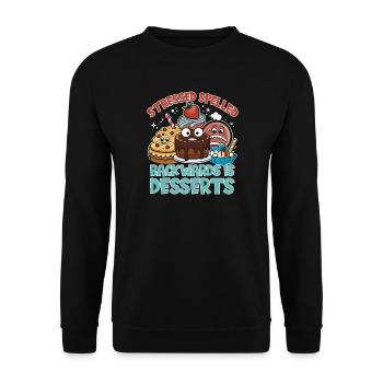 Stressed Spelled Backwards Desserts - Unisex Sweatshirt - black - Front - Alina (178cm) & Michal (187cm)
