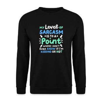 Sarkasmus sarkastischer Humor - Unisex Pullover - Schwarz - Vorne - Alina (178cm) & Michal (187cm)