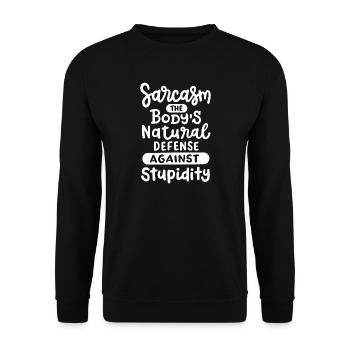Sarkasmus sarkastischer Humor - Unisex Pullover - Schwarz - Vorne - Alina (178cm) & Michal (187cm)