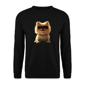 Poméranien Poméranien Poméranien Spitz allemand doux - Sweat-shirt Unisexe - noir - Devant - Alina (178cm) & Michal (187cm)