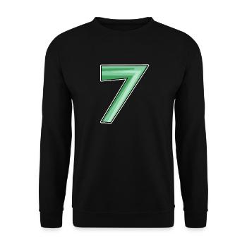 Sieben Motiv Zahl 7 - Unisex Pullover - Schwarz - Vorne - Alina (178cm) & Michal (187cm)