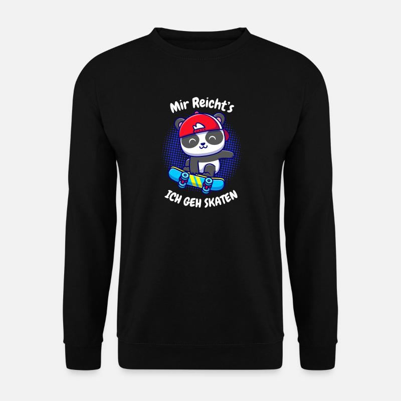 Kleiner Panda auf Skateboard - Unisex Pullover - Schwarz