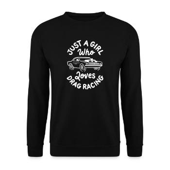 Drag Racing Rennwagen - Unisex Pullover - Schwarz - Vorne - Alina (178cm) & Michal (187cm)