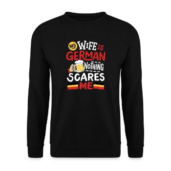 Deutsche Ehefrau Deutschland - Unisex Pullover - Schwarz - Vorne - Alina (178cm) & Michal (187cm)