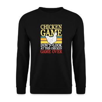 chicken game don t look at this chicken - Unisex Pullover - Schwarz - Vorne - Alina (178cm) & Michal (187cm)