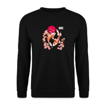 Des fleurs de carpes koi et de cerisier dans la lune rouge - Sweat-shirt Unisexe - noir - Devant - Alina (178cm) & Michal (187cm)